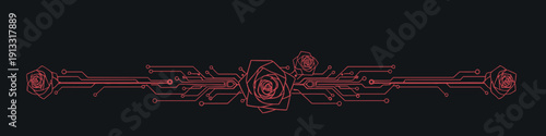 Ornamental border with rose design on dark background