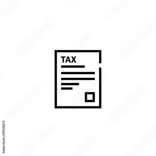 Vector icon for tax form, minimalist design. Tax season, deadlines, guide for filing correct document