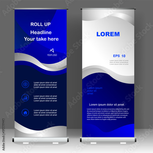 Roll up banner luxury stand template design, for brochure, flyer, infographics. modern advertising. vector illustration	