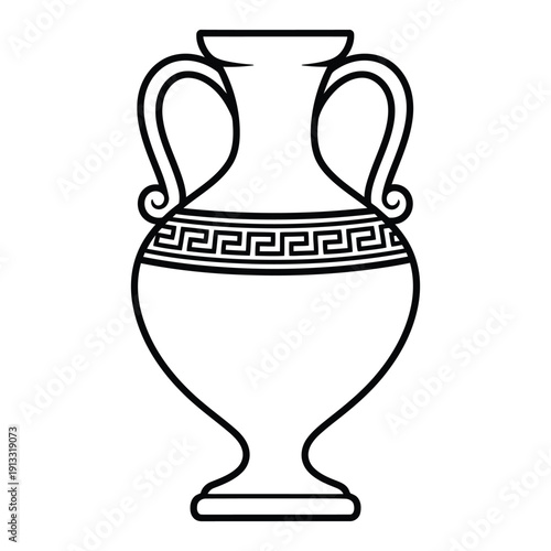 A black and white image of an ancient greek vase