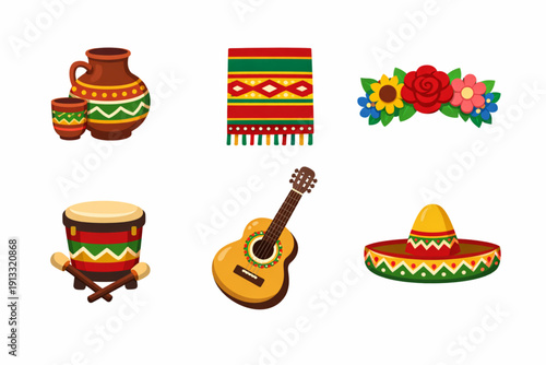 Cinco de Mayo Cultural Heritage Icon Grid