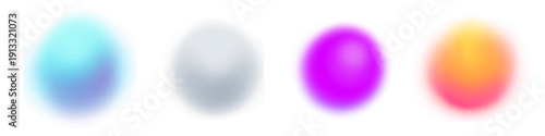 Set of colorful gradient circle and shapes. Blob elements set. Gradient round blur, pink, green, purpuren violet shapes. 