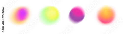 Set of colorful gradient circle and shapes. Blob elements set. Gradient round blur, pink, green, purpuren violet shapes. 