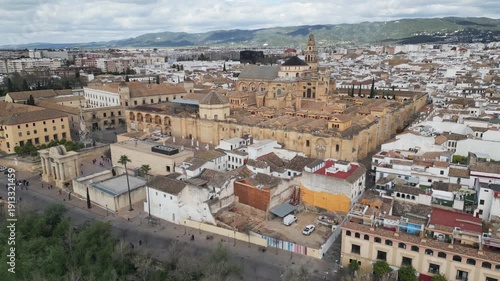 Wallpaper Mural Historic center of Cordoba, Spain, captured from above. Aerial footage, flying forwards. Torontodigital.ca