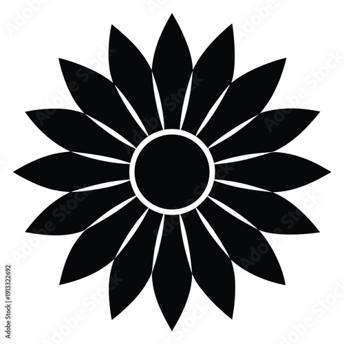 Flat sunflower icon on white background with simple silhouette