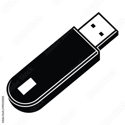 Usb flash drive on white background silhouette