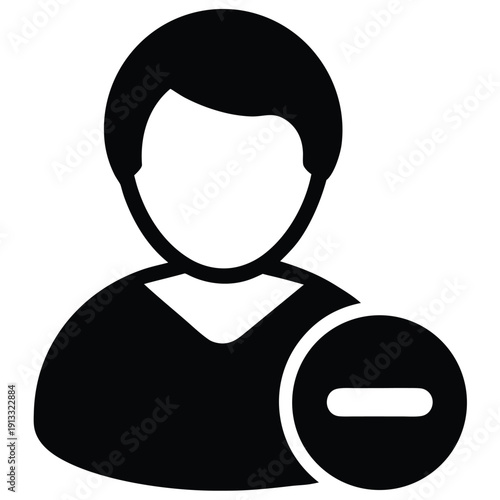 User minus icon on white background simple line and silhouette