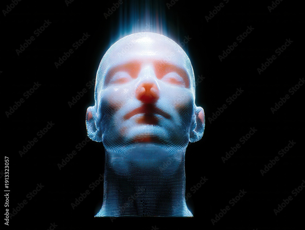 Obraz premium hologram head isolated on a black background