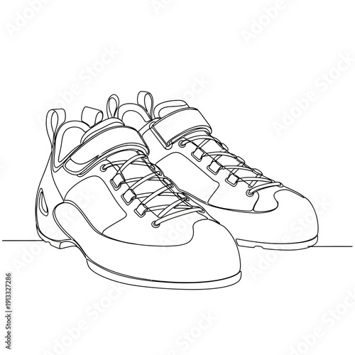 Climbing shoes with sleek design and secure fit for outdoor adventures. Climbing shoes feature durable materials and non-slip soles for rock climbing experiences.