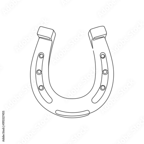 Horseshoe outline illustration for luck and good fortune. Classic horseshoe design depicting its shape and features, symbol of luck and protection in various cultures.