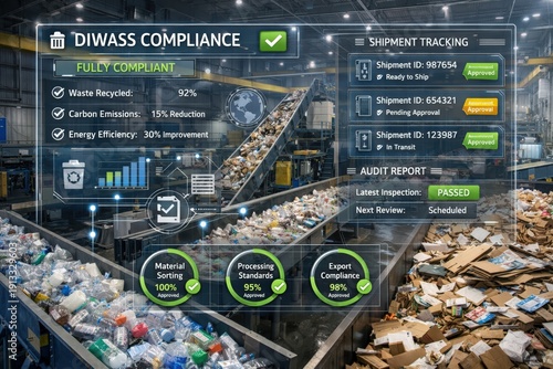 Augmented Reality Display Showing Recycling Compliance and Waste