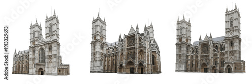 Photos Westminster Abbey London England isolated on white background, iconic Gothic chu