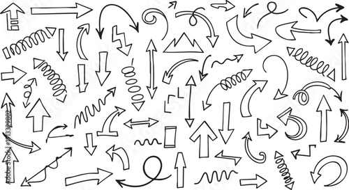 Hand Drawn Doodle Arrow Set - Sketchy Directional Vector Symbols