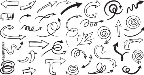 Hand Drawn Doodle Arrow Set - Sketchy Directional Vector Symbols
