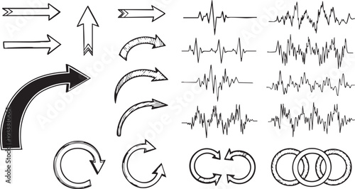Hand Drawn Doodle Arrow Set - Sketchy Directional Vector Symbols