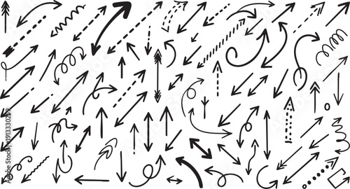 Hand Drawn Doodle Arrow Set - Sketchy Directional Vector Symbols