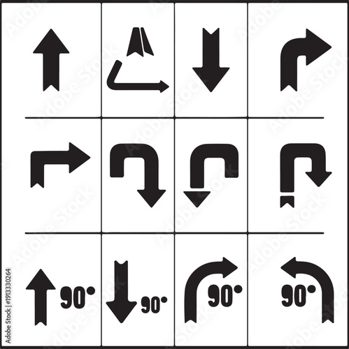 Navigation Turn Icons with U-Turns and Angular Paths