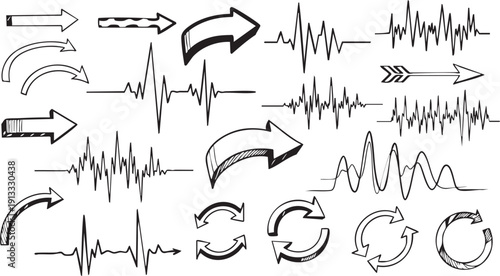 Hand Drawn Doodle Arrow Set - Sketchy Directional Vector Symbols