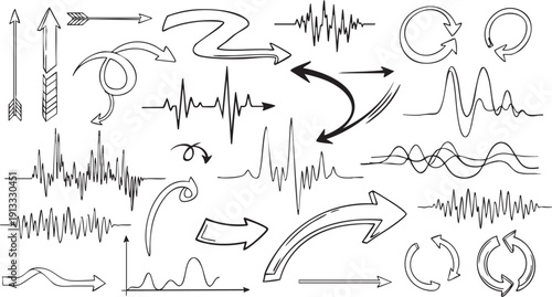 Hand Drawn Doodle Arrow Set - Sketchy Directional Vector Symbols