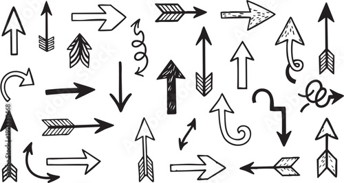 Hand Drawn Doodle Arrow Set - Sketchy Directional Vector Symbols