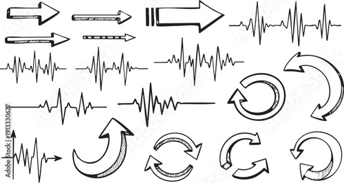Hand Drawn Doodle Arrow Set - Sketchy Directional Vector Symbols