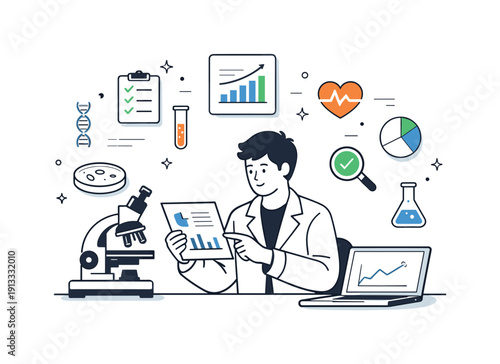Scientific Research Illustration. Healthcare and medical