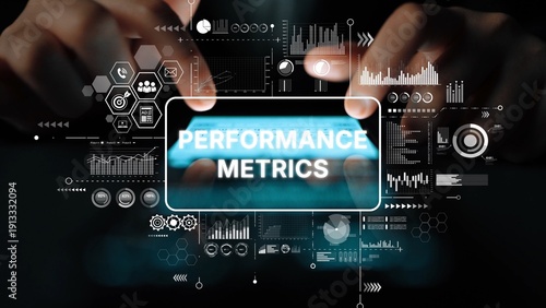 Hands Interacting with Performance Metrics and Data Visualization in a Digital Environment. Asymptotic smart data analytic.