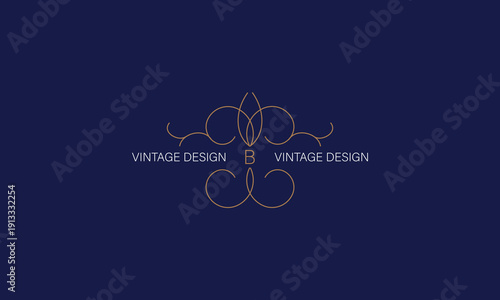 Modern logo with elegant lines and letter B. Monogram design elements, corporate identity sign for restaurant, royalty, boutique, cafe, hotel.