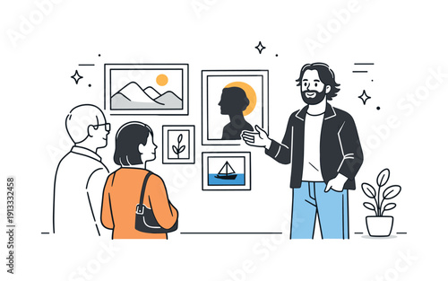 Art Show Exhibit. A professional artist exhibiting their work at