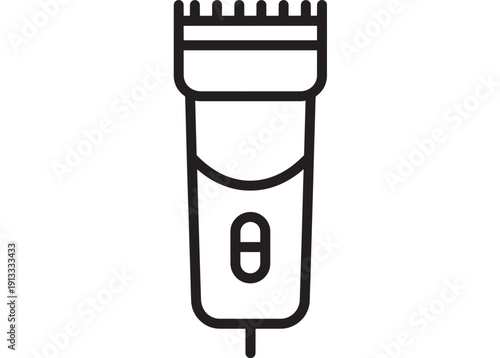 Hair clipper line icon, electric beard trimmer silhouette for barber shop and grooming services, minimalist black outline symbol isolated on white background