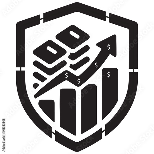 Mutual Funds Investment Icon Financial Growth Silhouette Design
