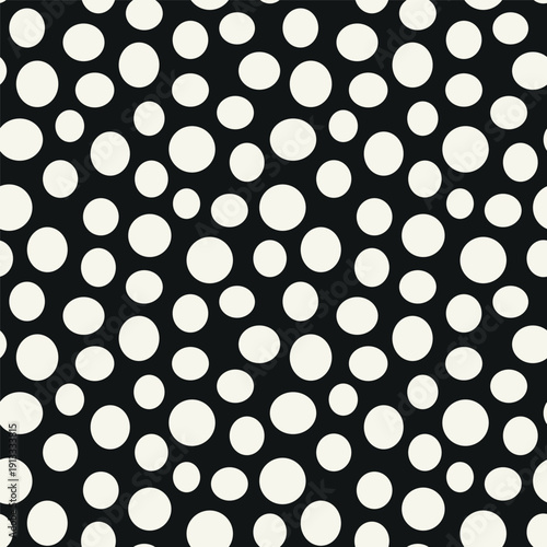 Vector seamless pattern. Free form organic shapes. Stylish smooth elements. Natural dotted rings. Hand made abstract background. Can be used as swatch. Monochrome smooth spotty print.