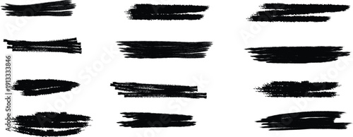 Collection of black brush strokes on white background