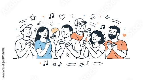 Concert audiences. People clapping and gently moving to music, captured in a calm yet lively moment. The scene shows joy, connection, and