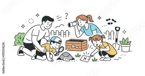 Backyard Treasure Adventure. Family backyard treasure hunt