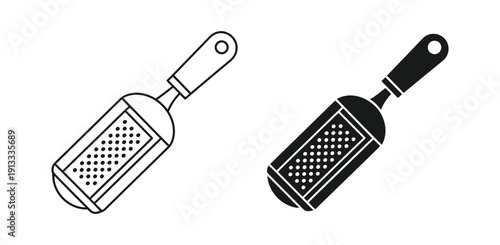 Vector illustration of two cheese graters in black and white