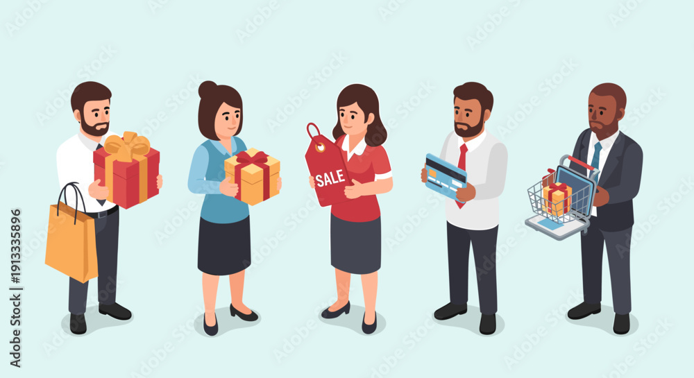 Obraz premium A minimalist illustration evokes a sense of consumerism and modern lifestyle, ideal for marketing materials.