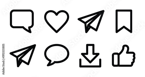 Vector set of social media icons for online communication and interaction