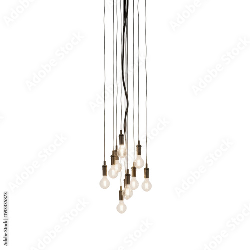 Lighting Installation With Multiple Hanging Bulbs in Neutral Setting at Home