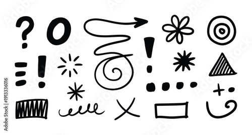 Vector of various symbols and signs in black