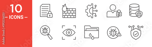 Cyber security icon set, cyber security vector symbol in black filled and outlined style.
