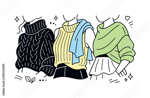 Textured fabrics as statement pieces. Clean editorial scene highlighting textured clothing like knits, pleats, or layered fabrics, close-up