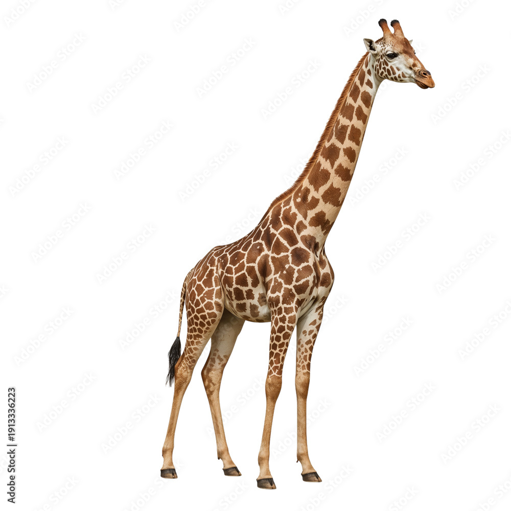 Fototapeta premium Giraffe Standing Tall in a Natural Pose in a Simple Setting With No Distractions