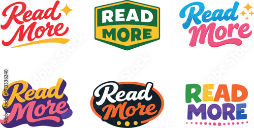 Modern Holiday Logo Set. Clean modern holiday banner illustration displaying modern lettering logo set for Read More, professional