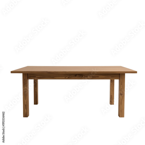 Modern Wooden Table With Simple Design and Straight Legs in an Empty Room Set...