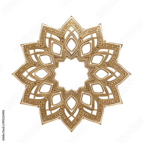 Decorative Gold Pattern Placed Against a Plain Background for Display or Craf...
