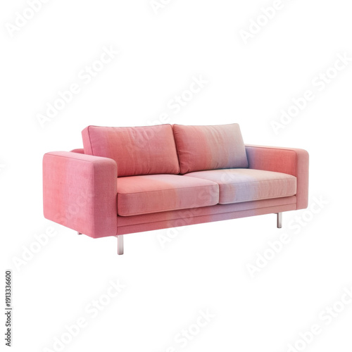 Cozy Coral Sofa Placed in a Living Room Setting With Two Plush Cushions