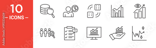 Statistics icon set, statistics vector symbol in black filled and outlined style.