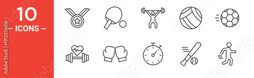 Sports icon set, sports vector symbol in black filled and outlined style.