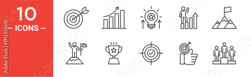 Success icon set, success vector symbol in black filled and outlined style.